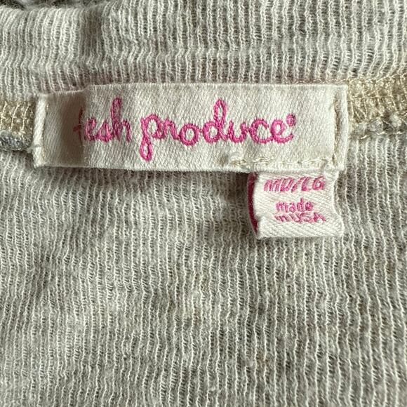 Fresh Produce Boat Neck Long Sleeve Gray White Stripe Shirt Top Size Medium - Picture 4 of 5